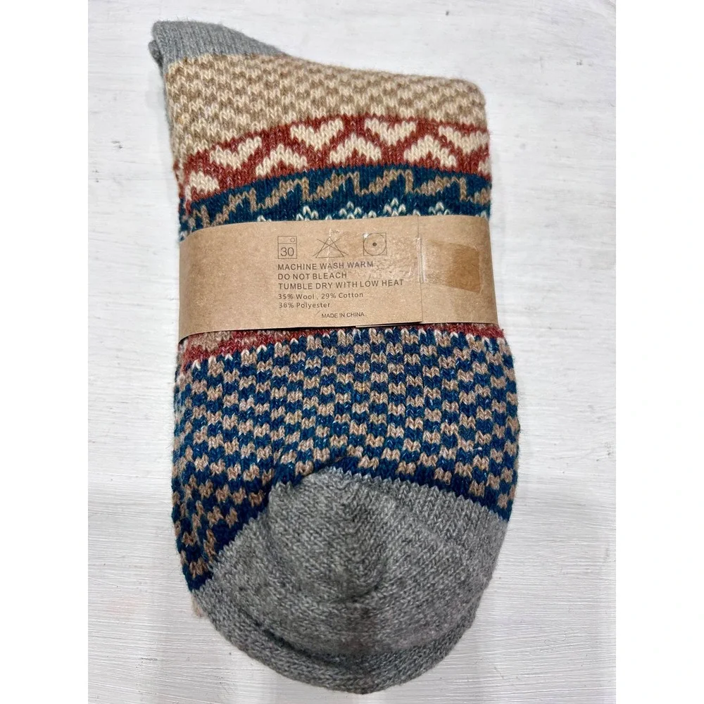 Fashion Boutique Womens Wool Blend Fair Isle Crew Socks Multi Color Knit NWT
